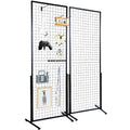 2-Pack 2'x5.6' Floorstanding Grid Wall Panel Tower with T-Base, Double-Sided Wire Racks for Art Craft Shows