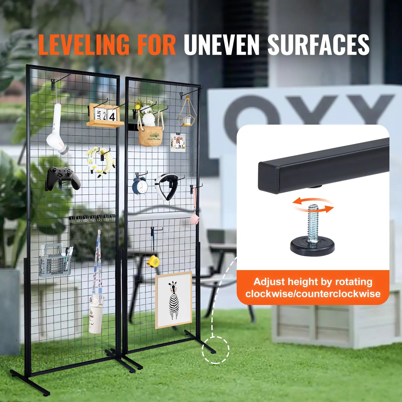 2-Pack 2'x5.6' Floorstanding Grid Wall Panel Tower with T-Base, Double-Sided Wire Racks for Art Craft Shows