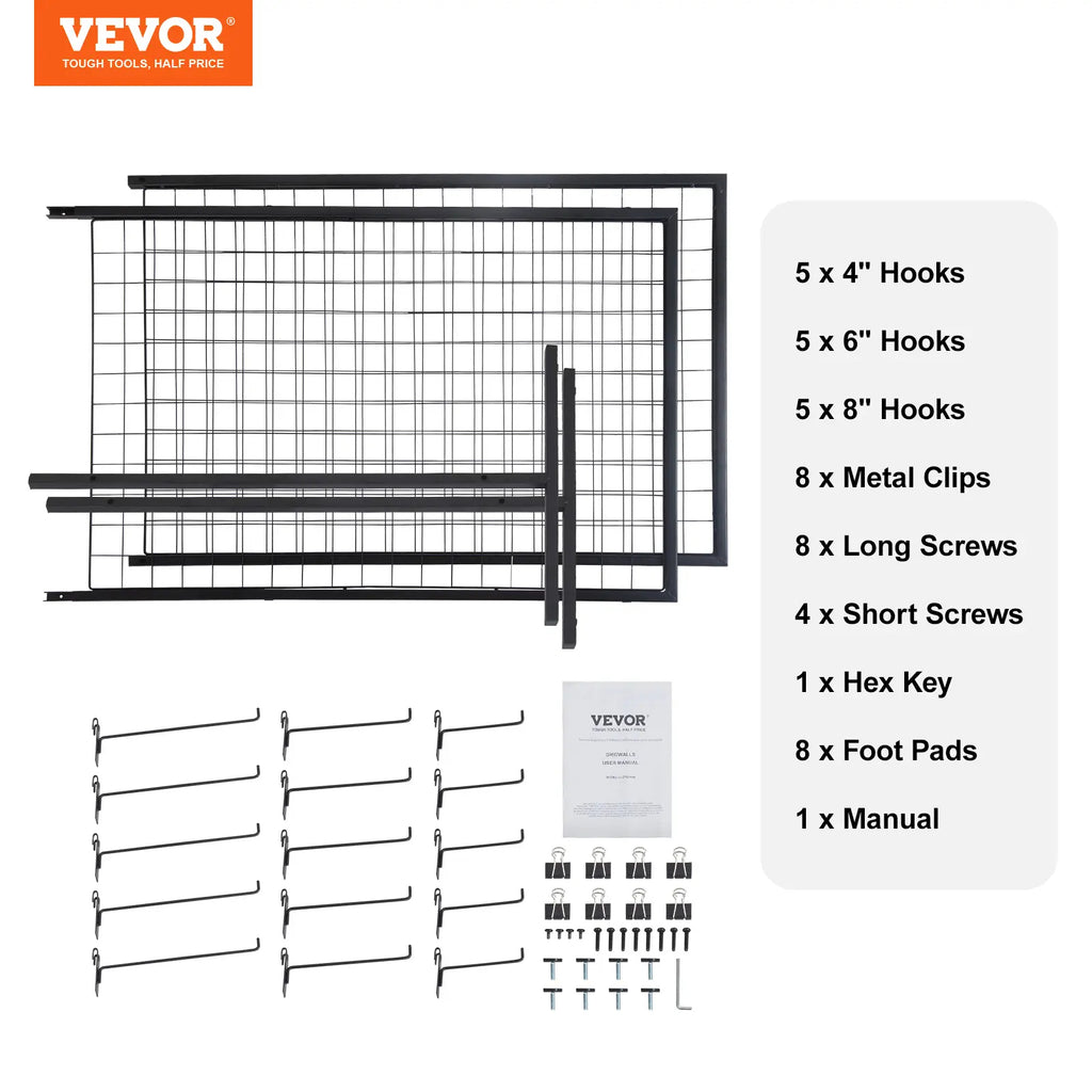 2-Pack 2'x5.6' Floorstanding Grid Wall Panel Tower with T-Base, Double-Sided Wire Racks for Art Craft Shows