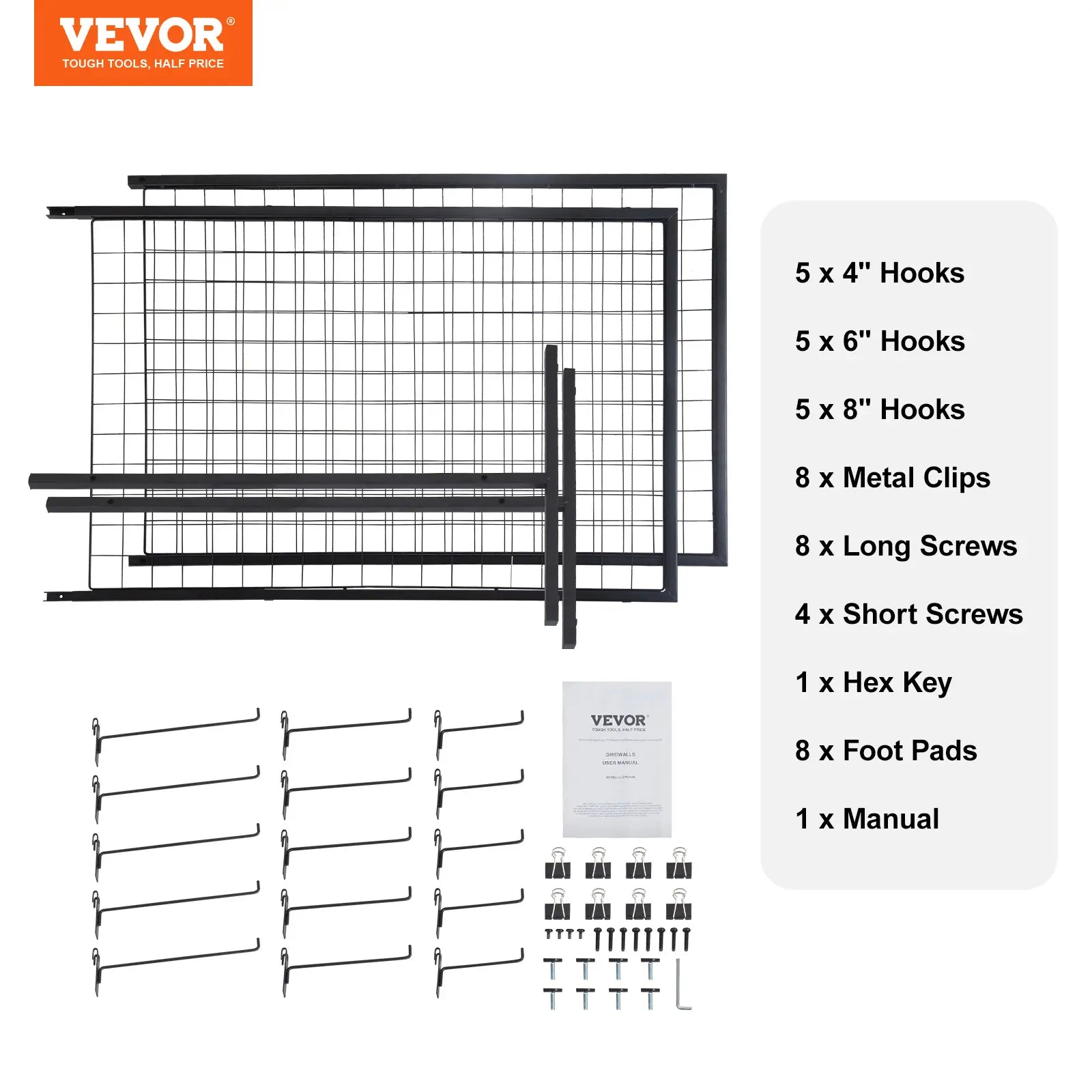 2-Pack 2'x5.6' Floorstanding Grid Wall Panel Tower with T-Base, Double-Sided Wire Racks for Art Craft Shows