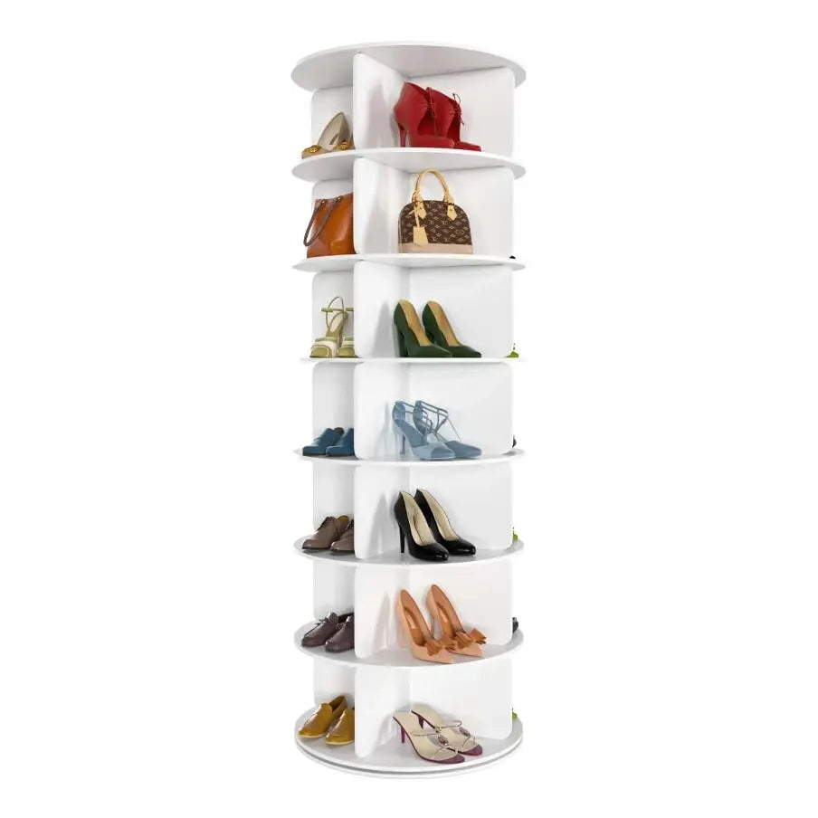 360° Rotating 7-Tiers Organizer Shoe Rack, Fits 28 Pairs of Shoes, Spinning and Revolving 360 Shoe Rack Storage Round Carousel