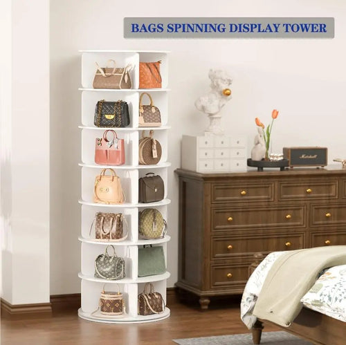 360° Rotating 7-Tiers Organizer Shoe Rack, Fits 28 Pairs of Shoes, Spinning and Revolving 360 Shoe Rack Storage Round Carousel