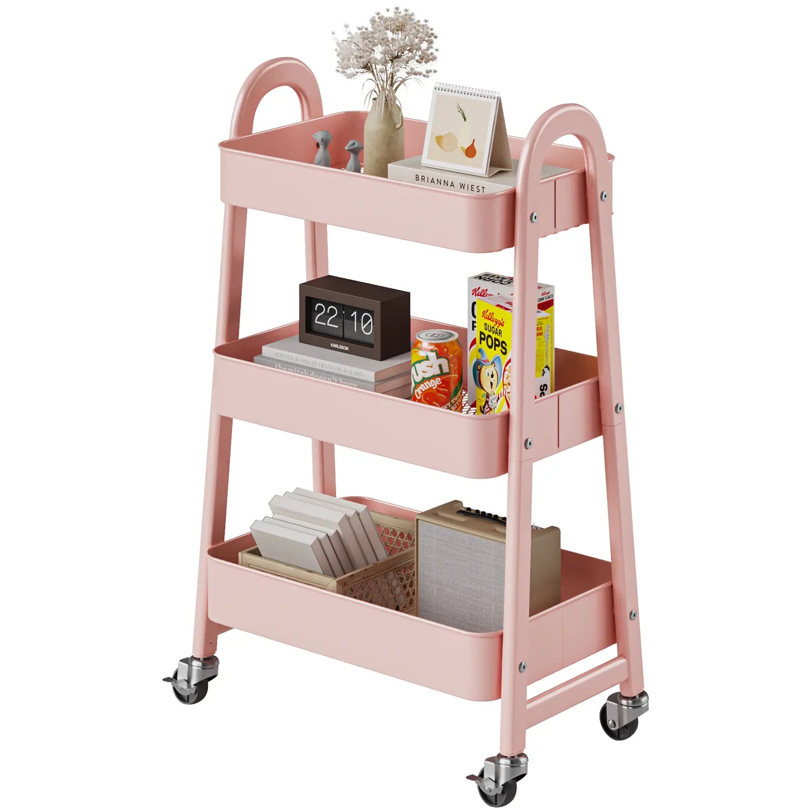 3 Tier Metal Storage Utility Cart with Wheels - Kitchen Trolley