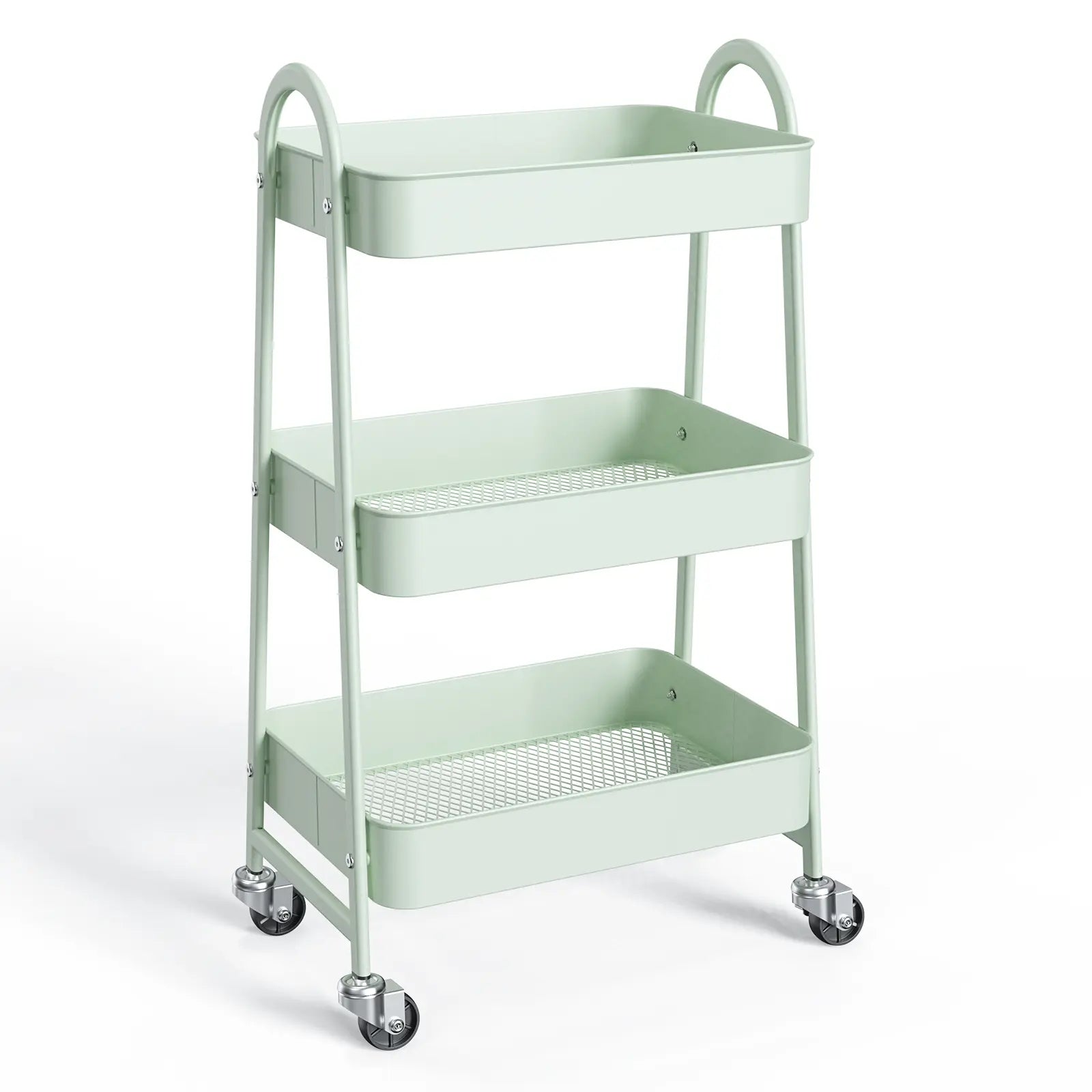 3 Tier Metal Storage Utility Cart with Wheels - Kitchen Trolley