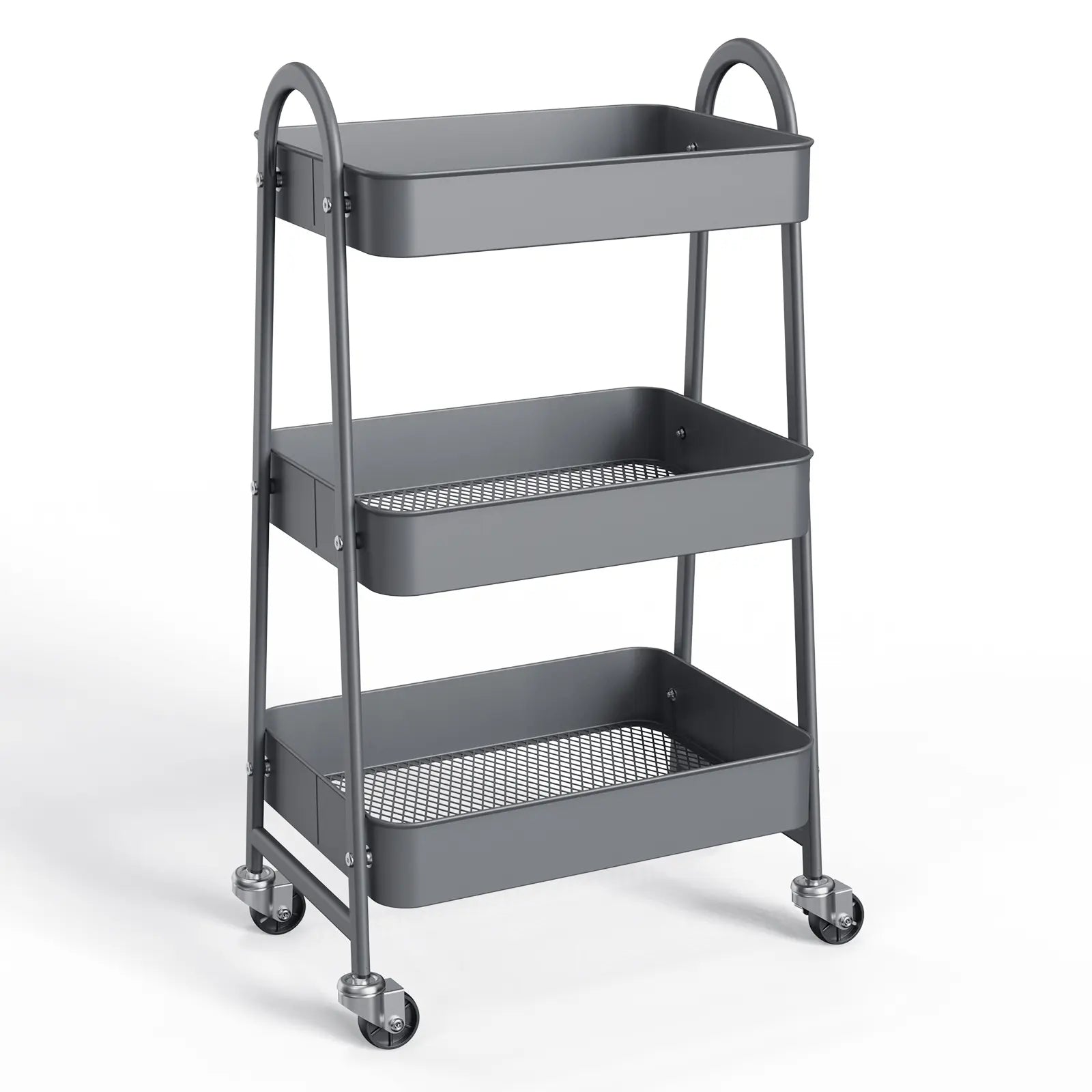3 Tier Metal Storage Utility Cart with Wheels - Kitchen Trolley