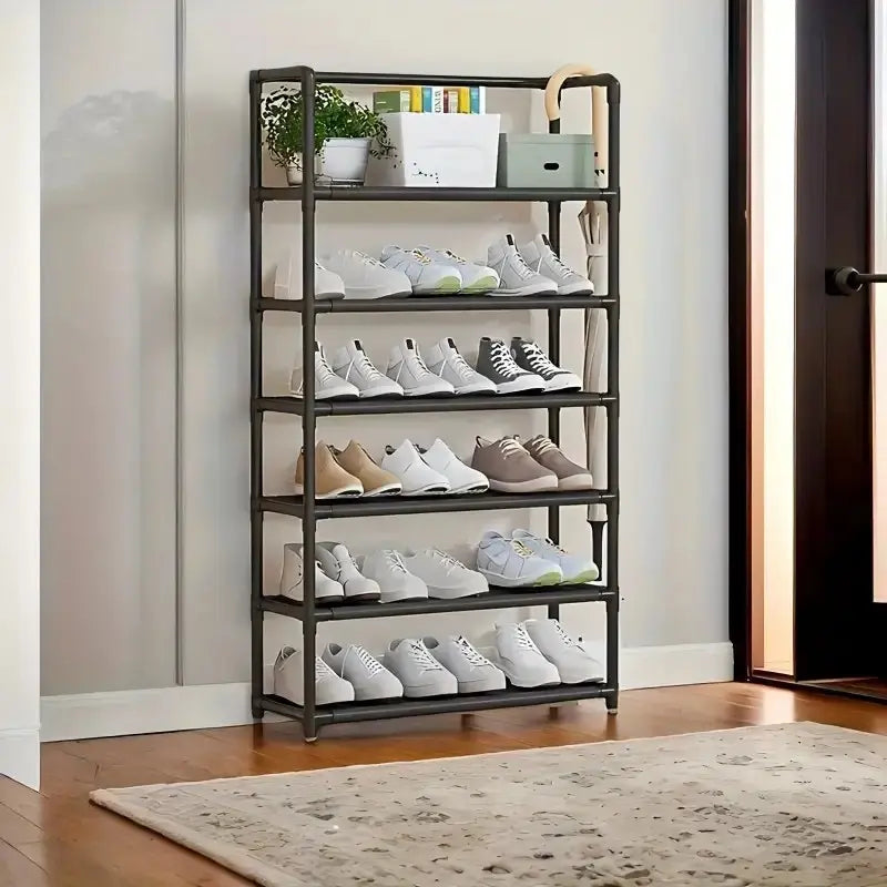 Multi-Layer Metal Storage Rack, Space-Saving Organizer for Kitchen & Garage, Elegant Shelving Unit for Home Decor