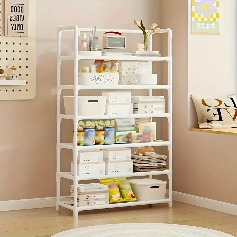 Multi-Layer Metal Storage Rack, Space-Saving Organizer for Kitchen & Garage, Elegant Shelving Unit for Home Decor