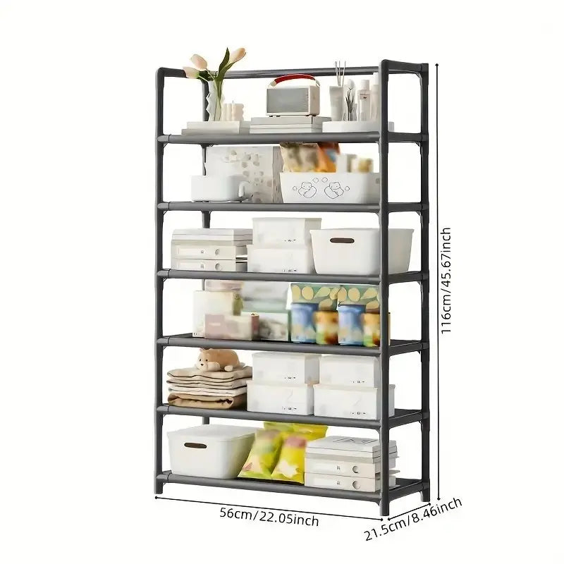 Multi-Layer Metal Storage Rack, Space-Saving Organizer for Kitchen & Garage, Elegant Shelving Unit for Home Decor