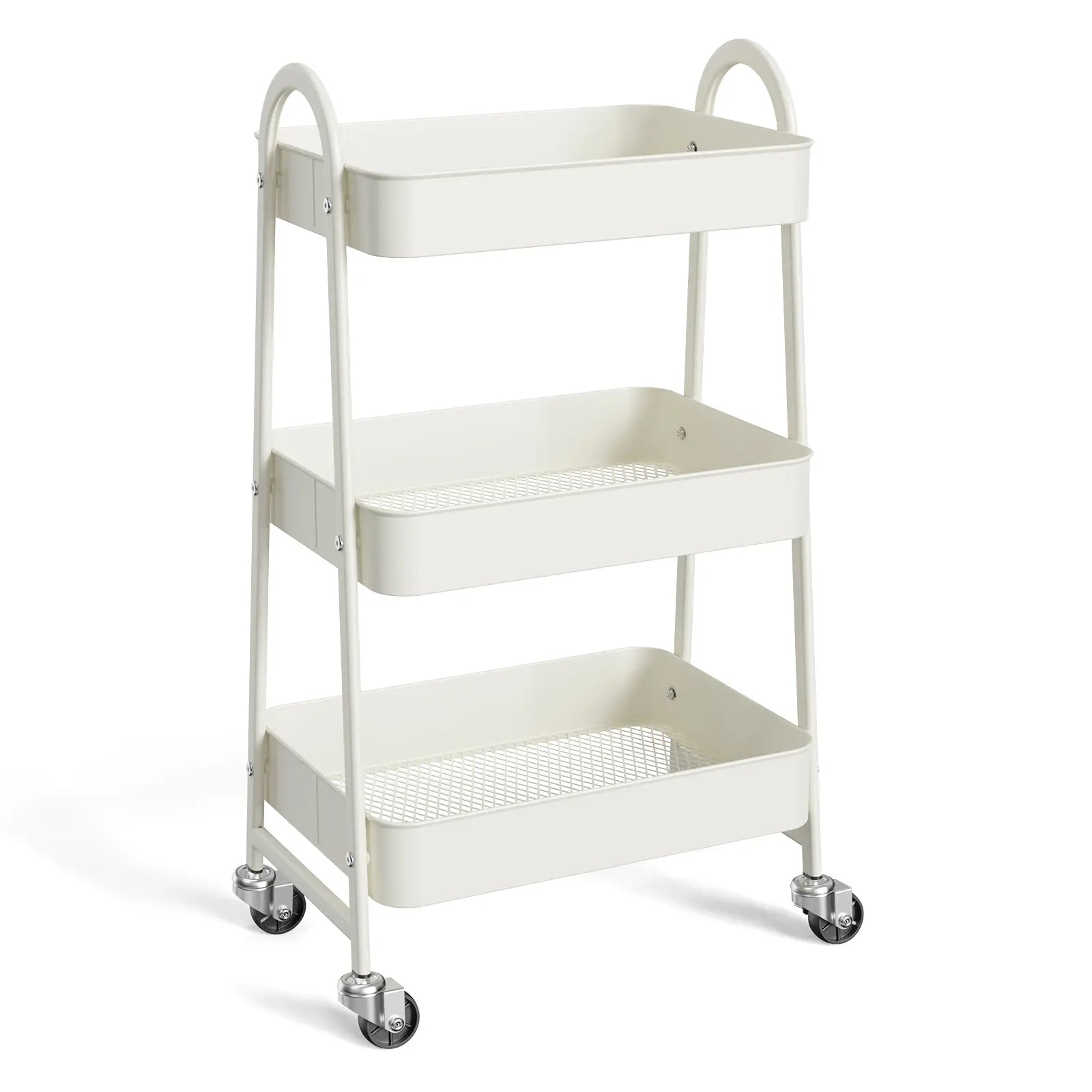 3 Tier Metal Storage Utility Cart with Wheels - Kitchen Trolley