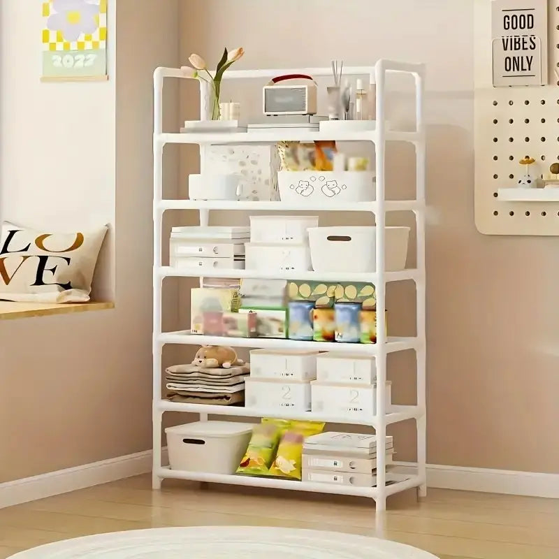 Multi-Layer Metal Storage Rack, Space-Saving Organizer for Kitchen & Garage, Elegant Shelving Unit for Home Decor